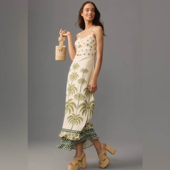 Anthropologie Dresses & Skirts - ANTHROPOLOGIE Farm Rio Sleeveless Ruffle-Hem Maxi Dress Womens Large-See desc.
